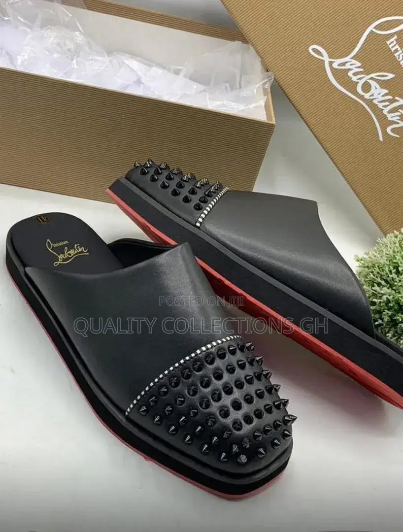 Christian Louboutin Black Leather Spikey Half Shoe