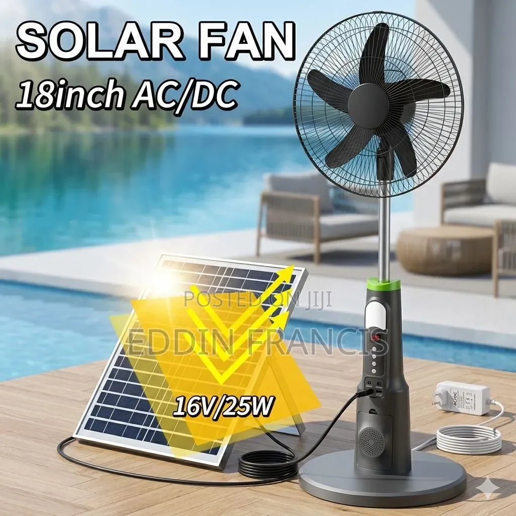 Rechargeable Solar Standing Fan With Mosquito Repellent + Panel