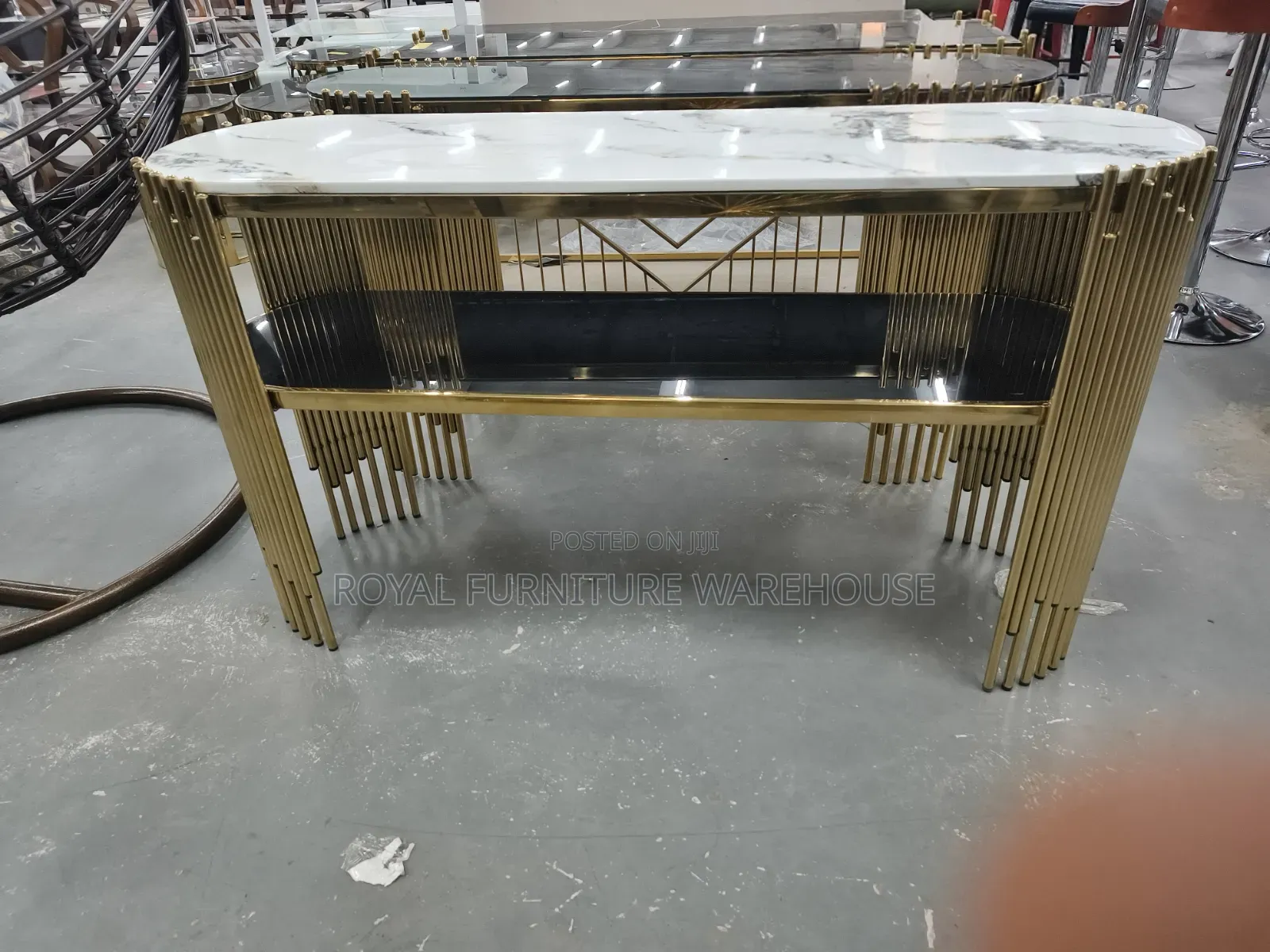 A Luxury Modern Two-Tier Console Table