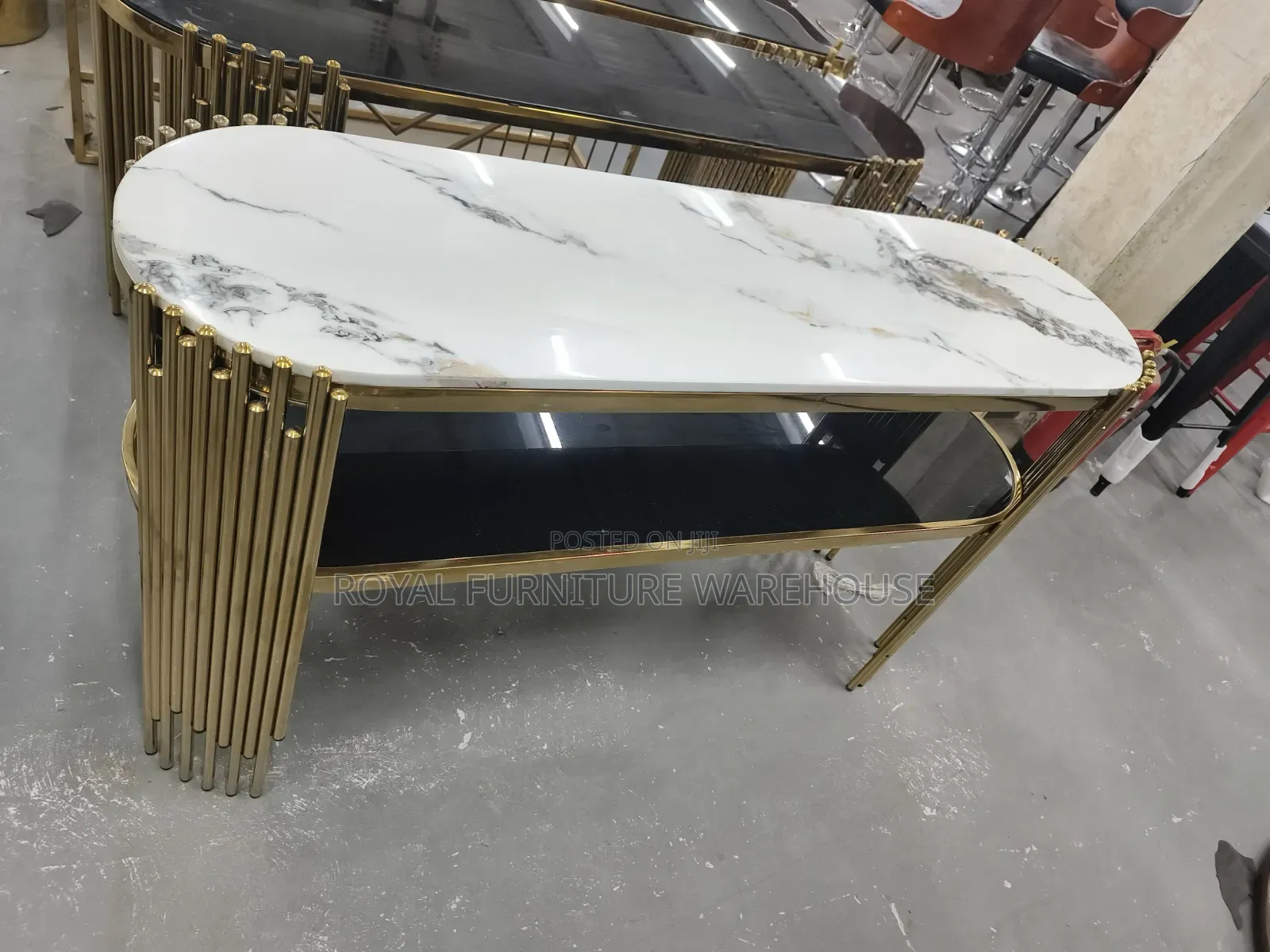 A Luxury Modern Two-Tier Console Table