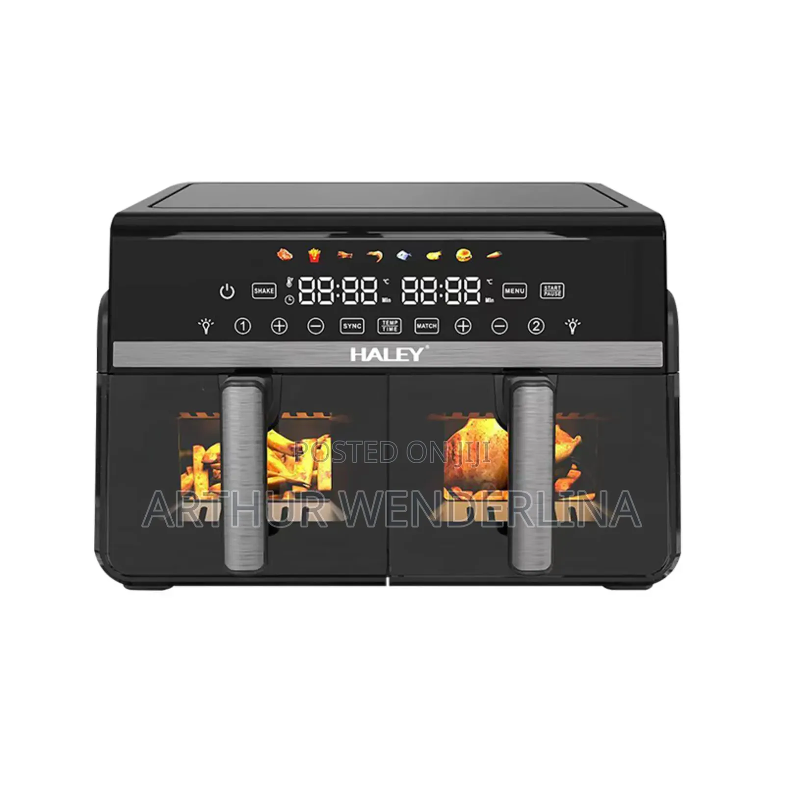 Haley Stainless Steel Digital Air Fryer Modern Square LCD Display