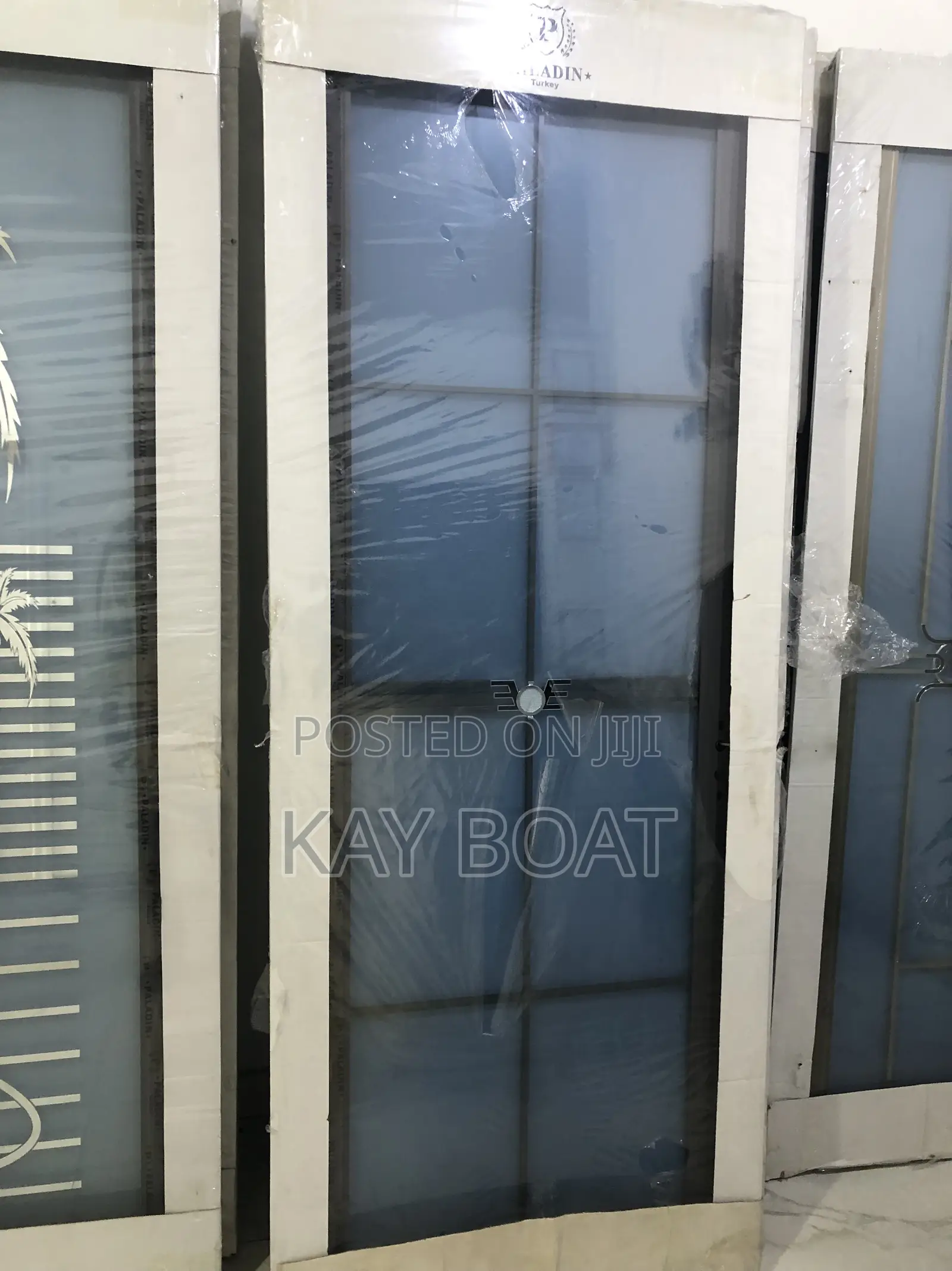 A Grey Frame Glass Door