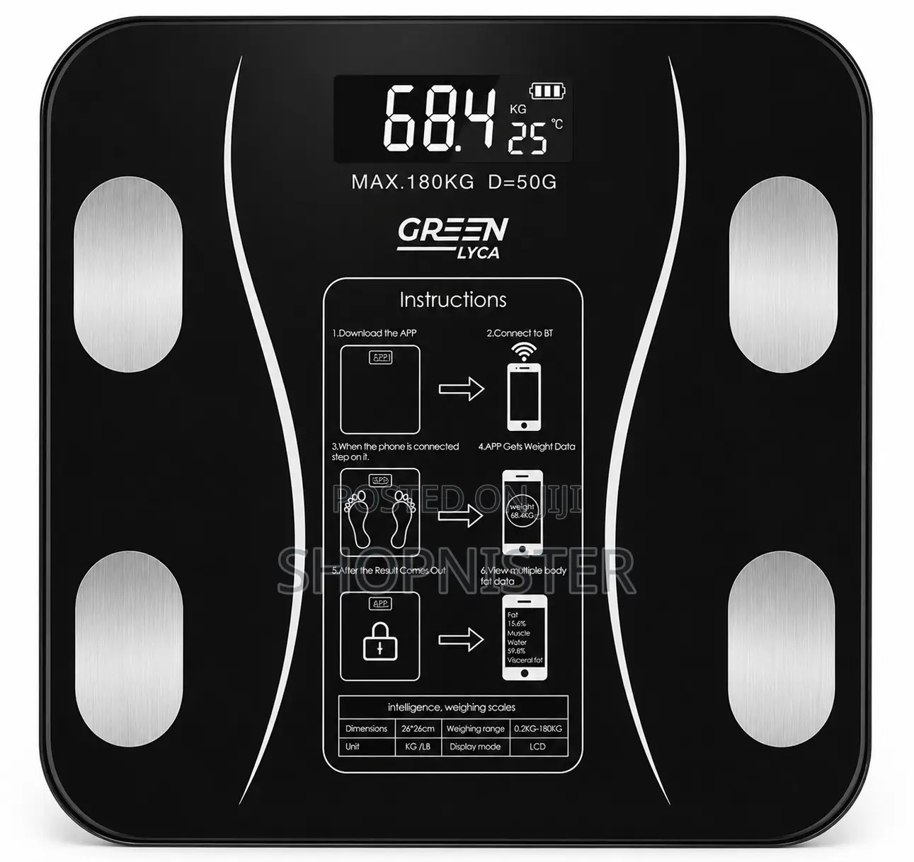 Bluetooth Body Fat Smart Scale – Digital Weight Scale 180kg