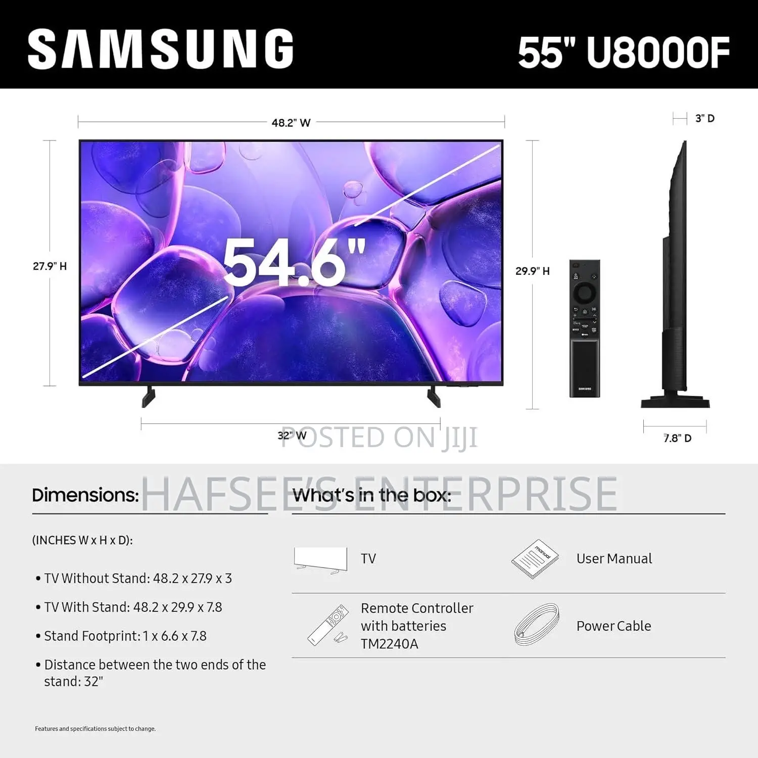 Samsung 55 Inch Uhd Ai Smart Tv