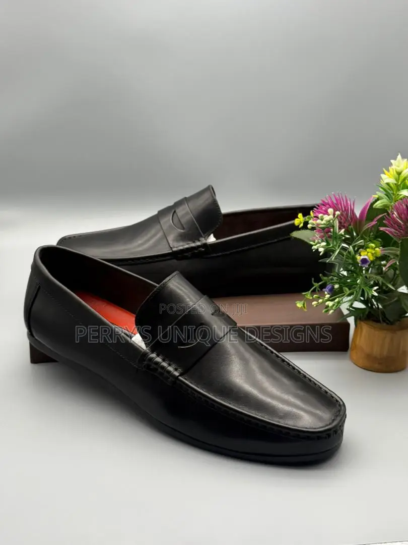 Midnight Executive Leather Penny Loafers
