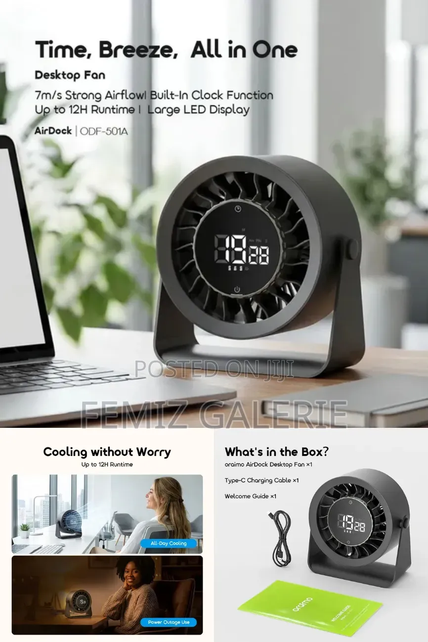 Oraimo Airdock Strong Airflow Portable Desktop Fan