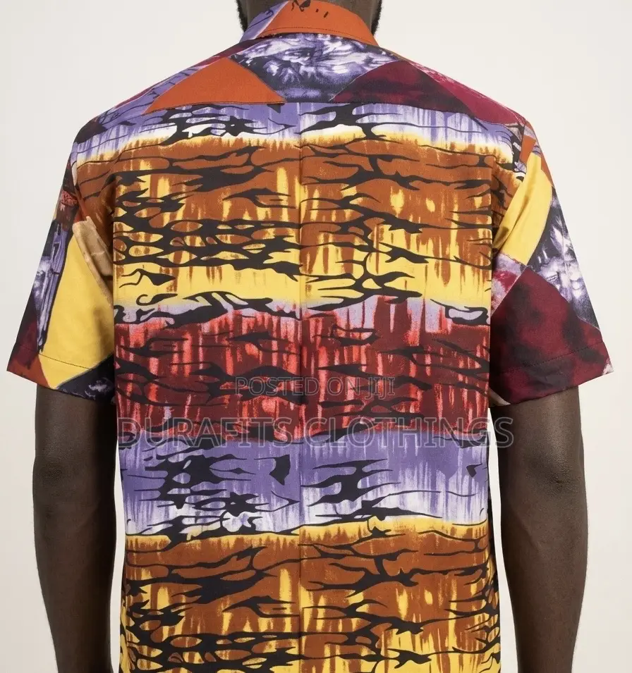 Men’S Premium Cotton African Print Short Sleeve Shirt