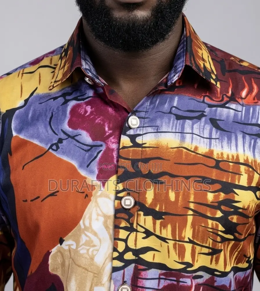 Men’S Premium Cotton African Print Short Sleeve Shirt