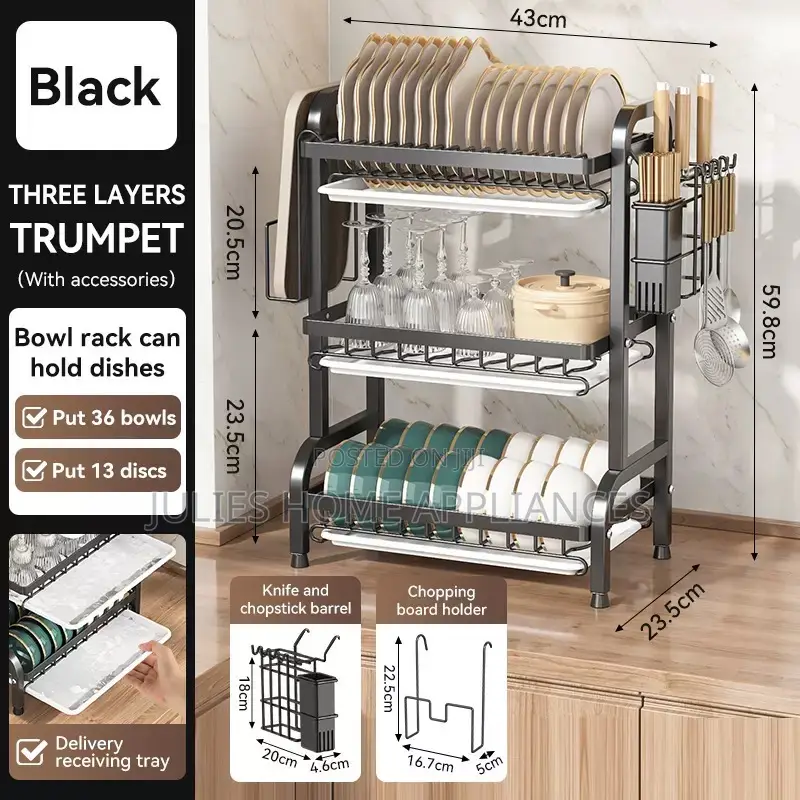 3 Layers Dish Rack With Accessories