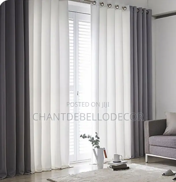 Color Optional for 2pcs Blackout Curtains With White Transparent Voile