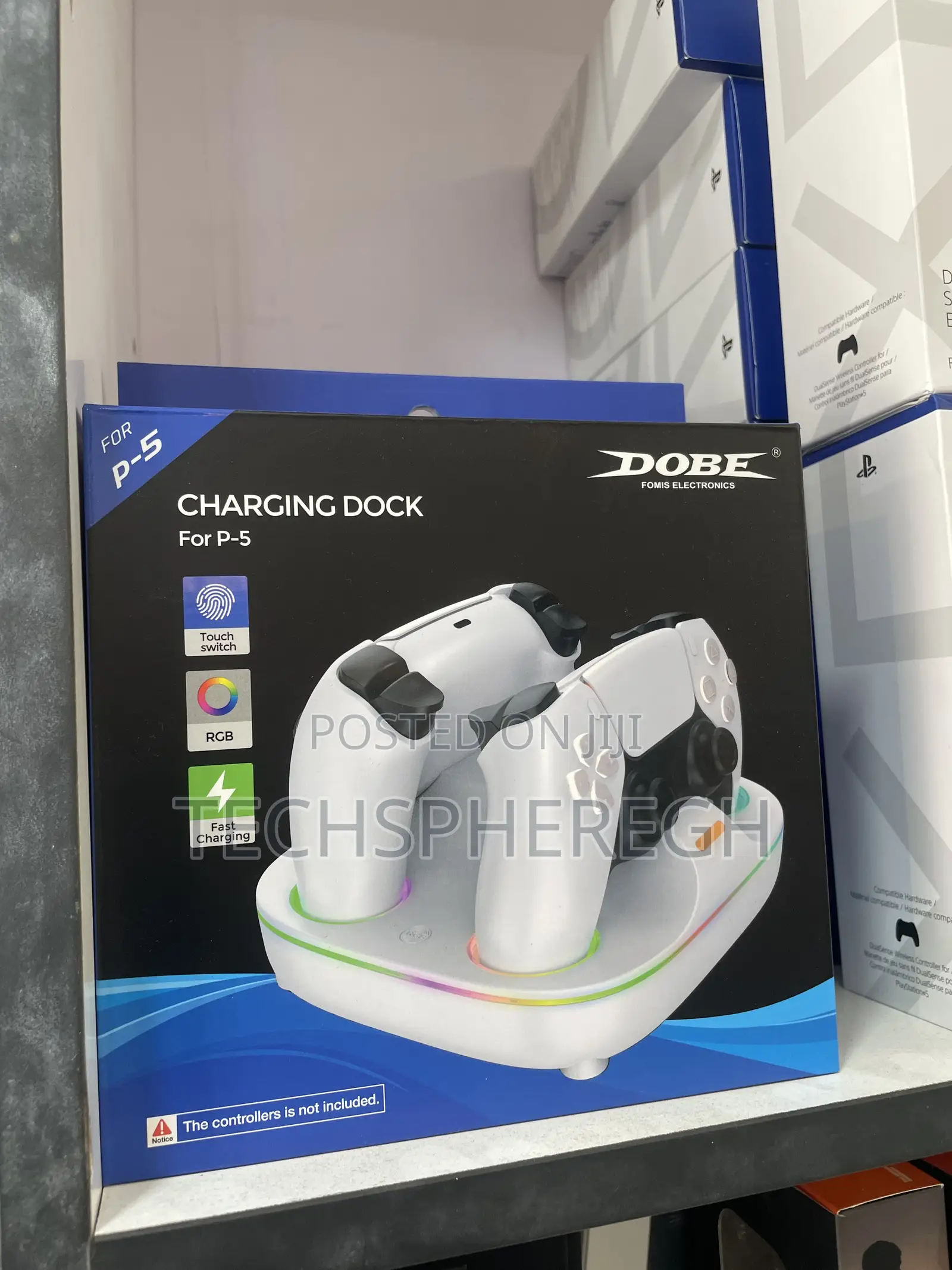 Dobe Ps5 Controller Fast Charger Dual Dock With Rgb Light