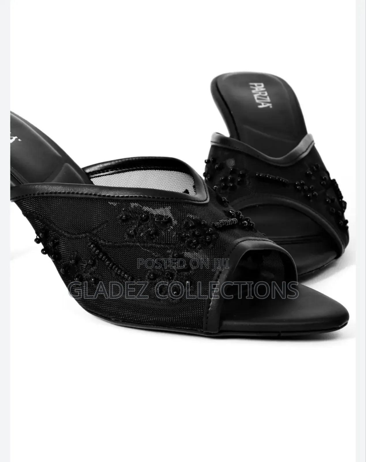 Black Beaded Heel