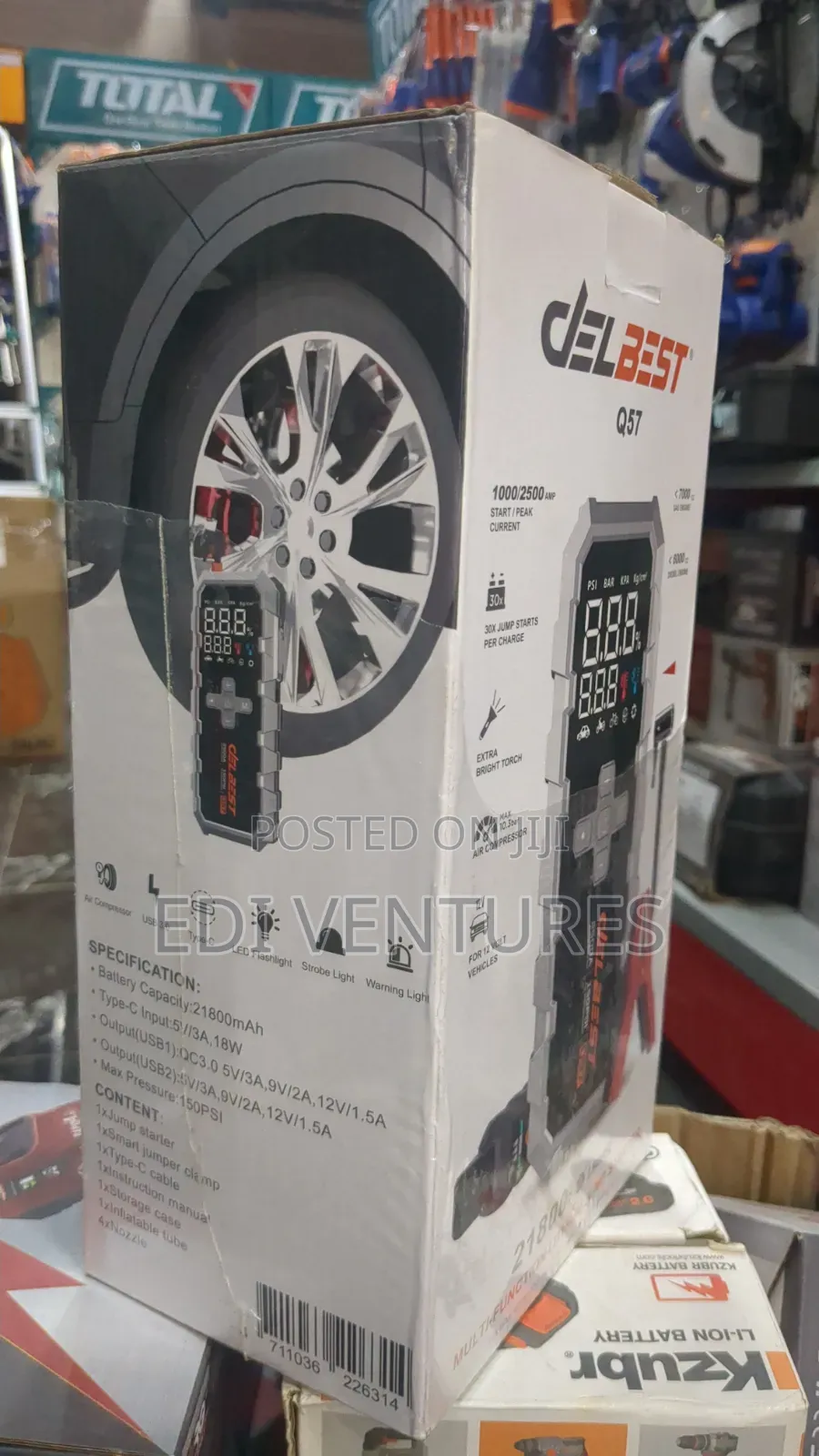 Delbest 21800 Mah 2 in 1 Car or Motor Jump Starter and Air Compressor