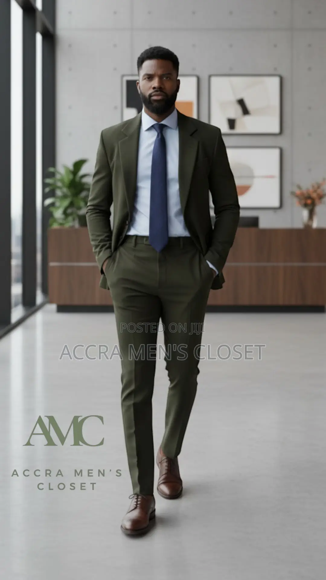 Men’S Slim Fit Olive Suit – 2 Piece Business Smart Casual Suit
