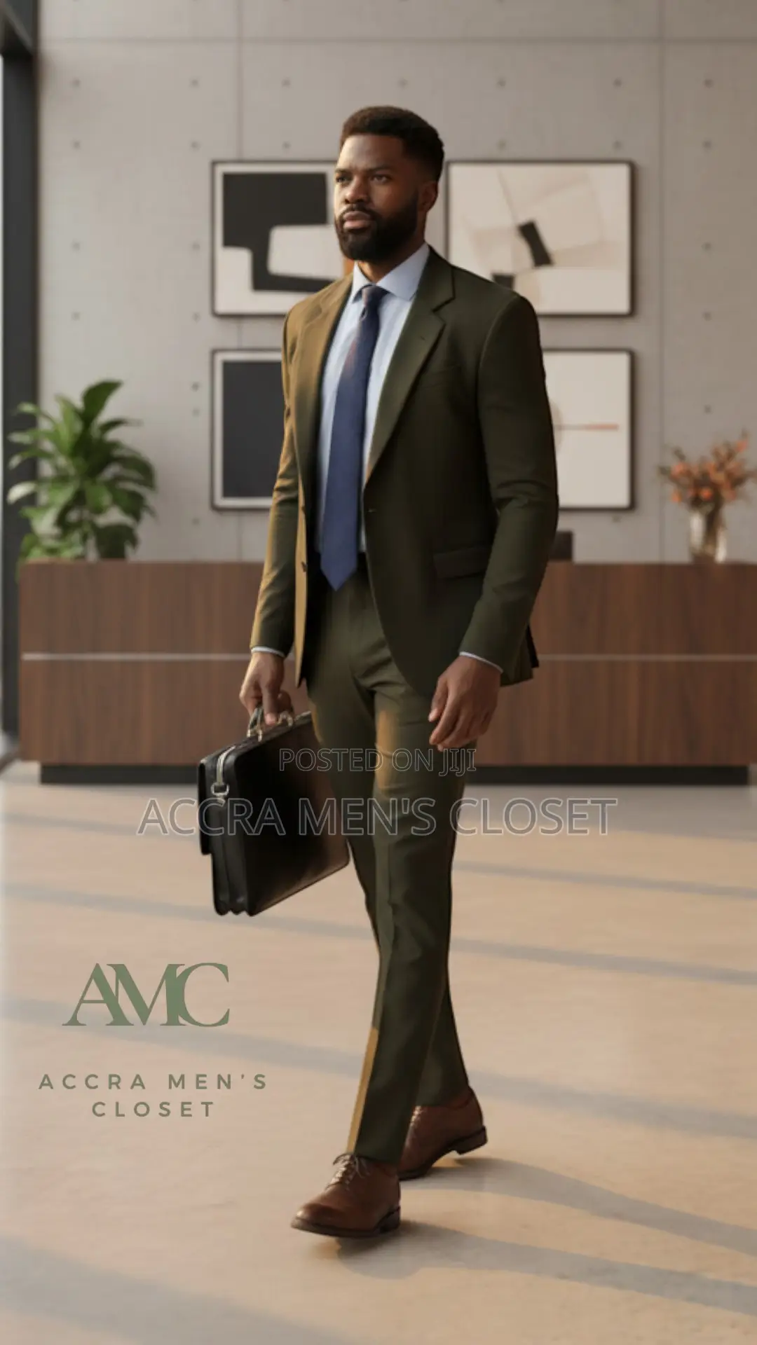 Men’S Slim Fit Olive Suit – 2 Piece Business Smart Casual Suit