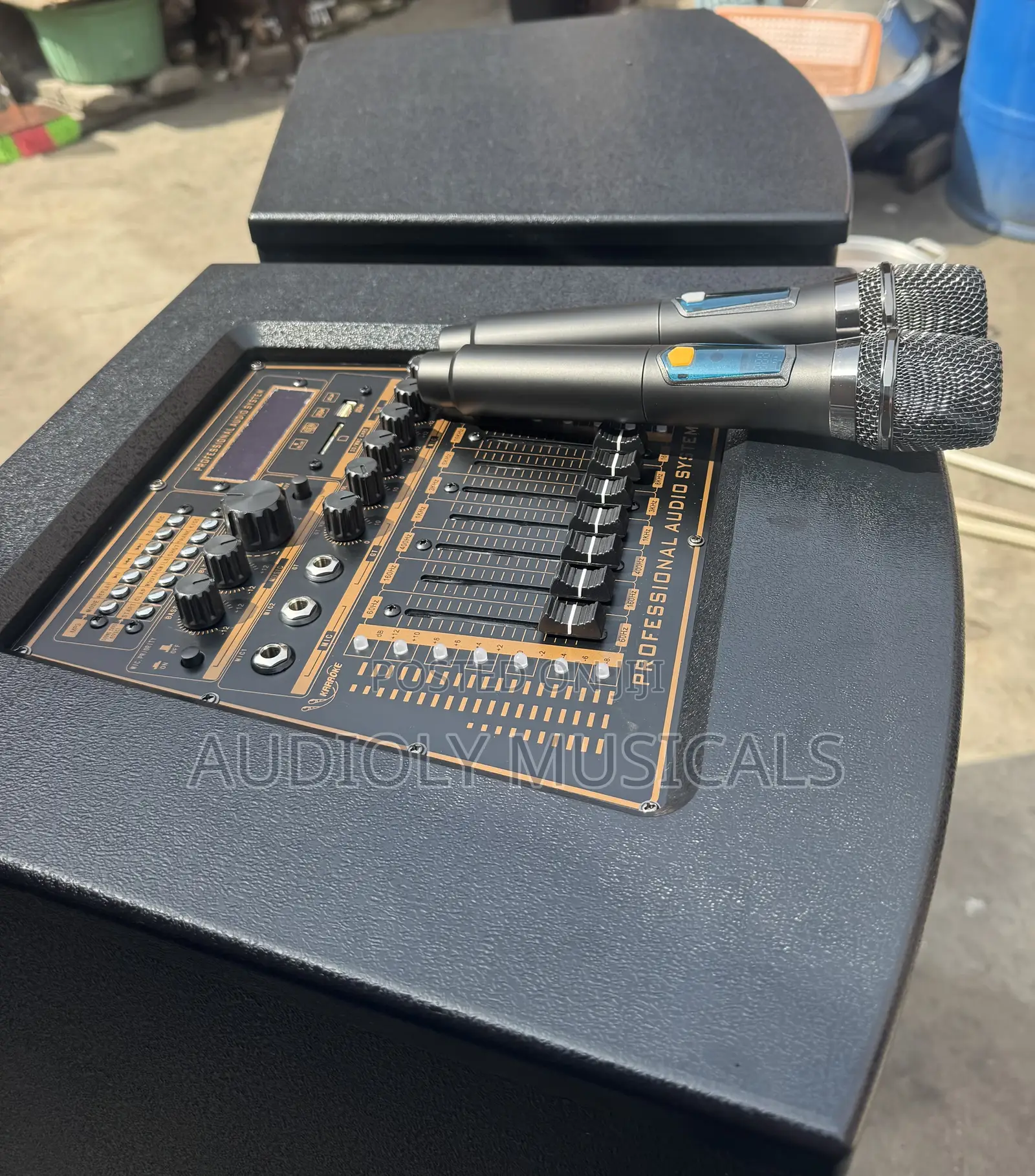 Active Full Range Speaker Pair With Two Microphones and Cables