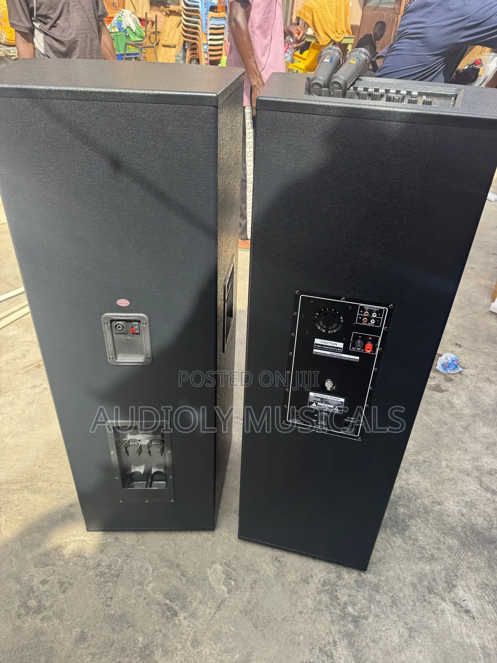 Active Full Range Speaker Pair With Two Microphones and Cables