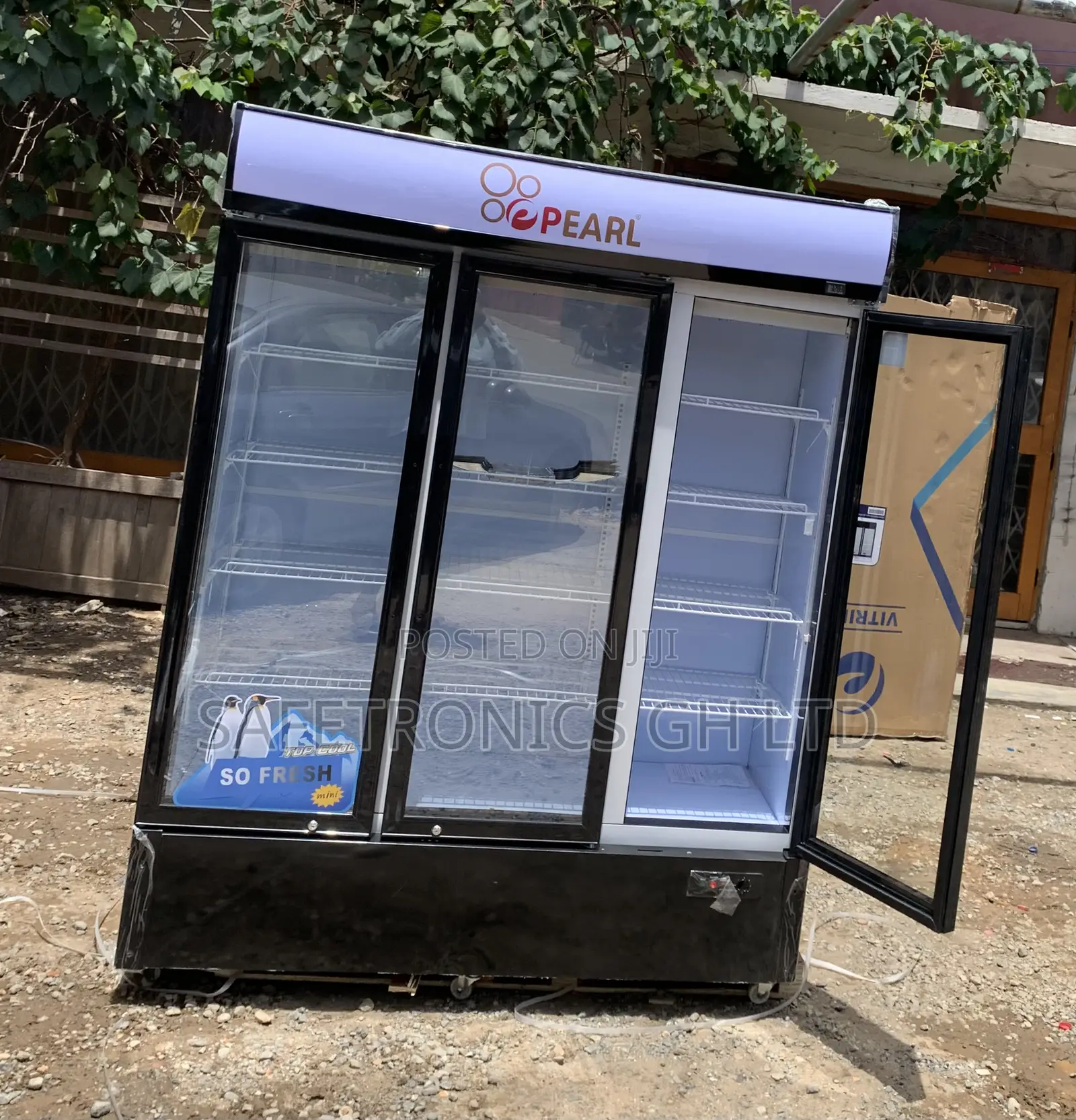 Super New Pearl PVC-1540 3-Door Commercial Glass Display Fridge