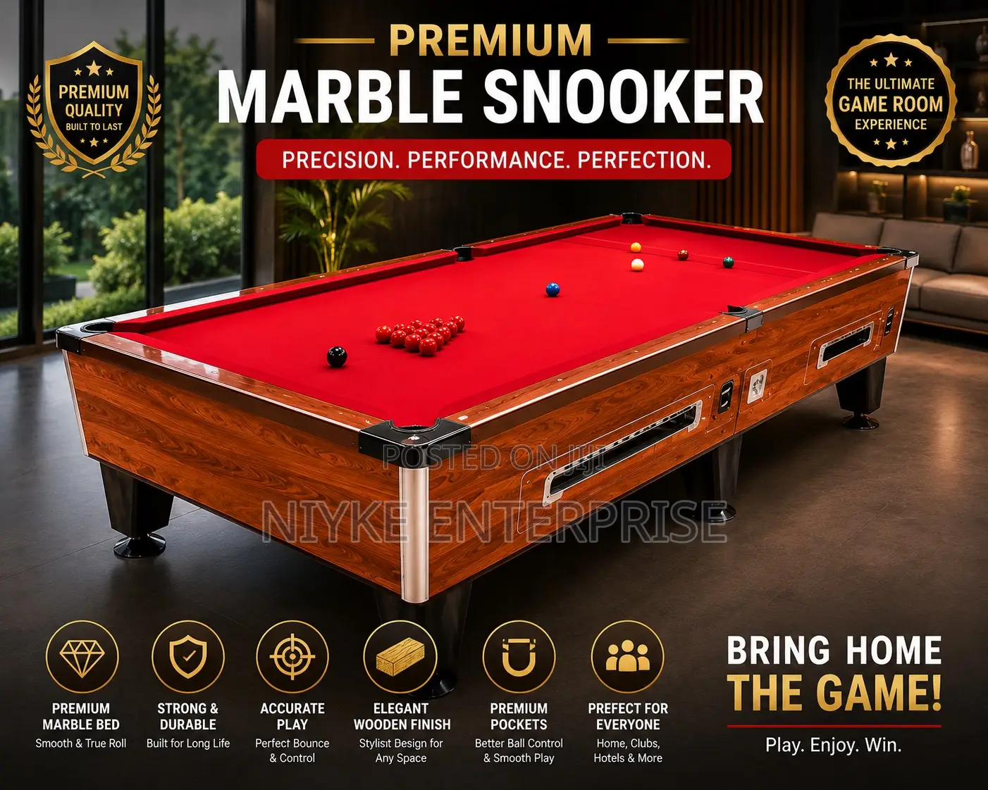 Premium Marble Snooker Table (Coin Operator)