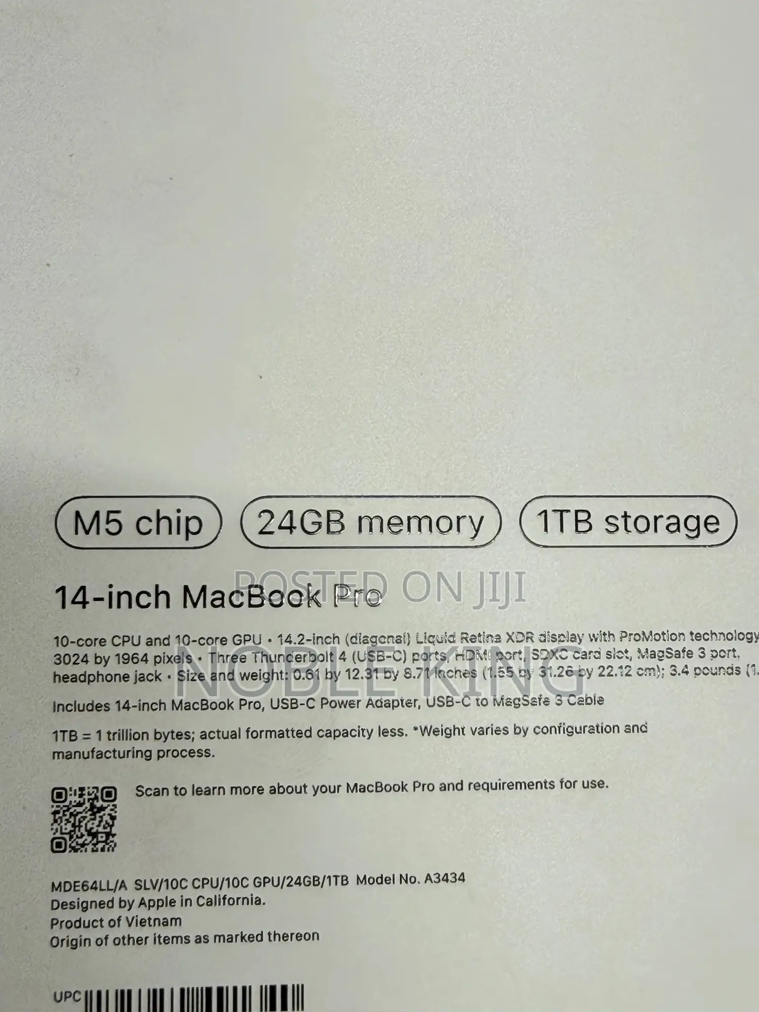 New Laptop Apple MacBook Pro 2025 M5 24GB Apple M5 SSD 1T