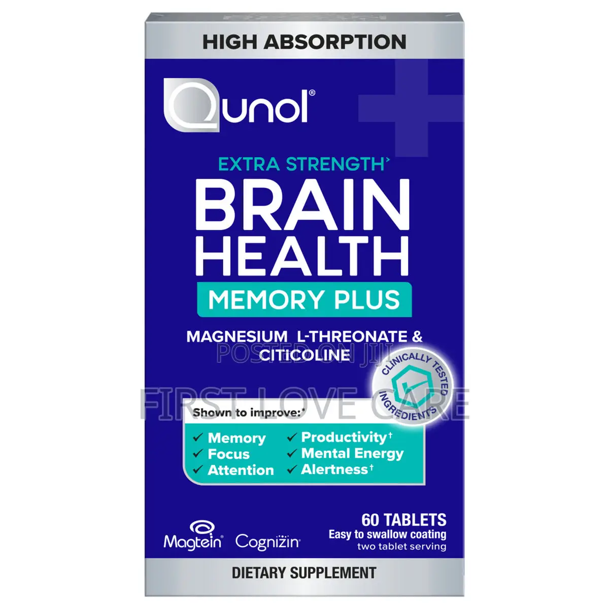 Qunol Brain Health Memory Plus With B6, Magnesium L-