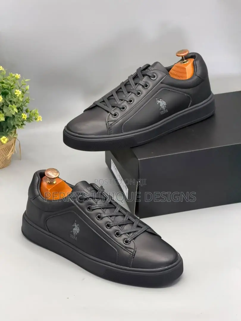 Black Leather Sneakers