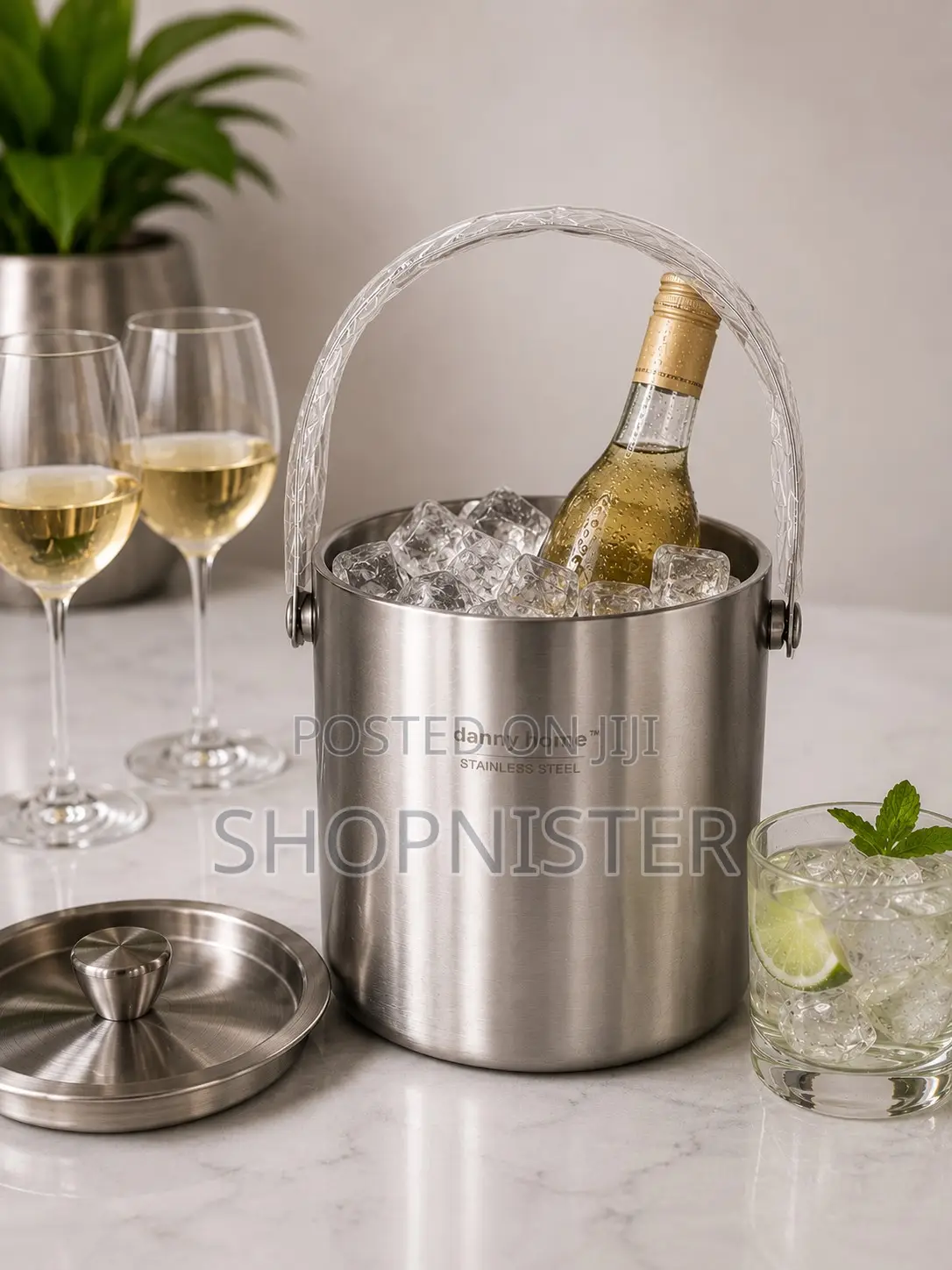 1.6l Double Wall Stainless Steel Ice Bucket With Lid