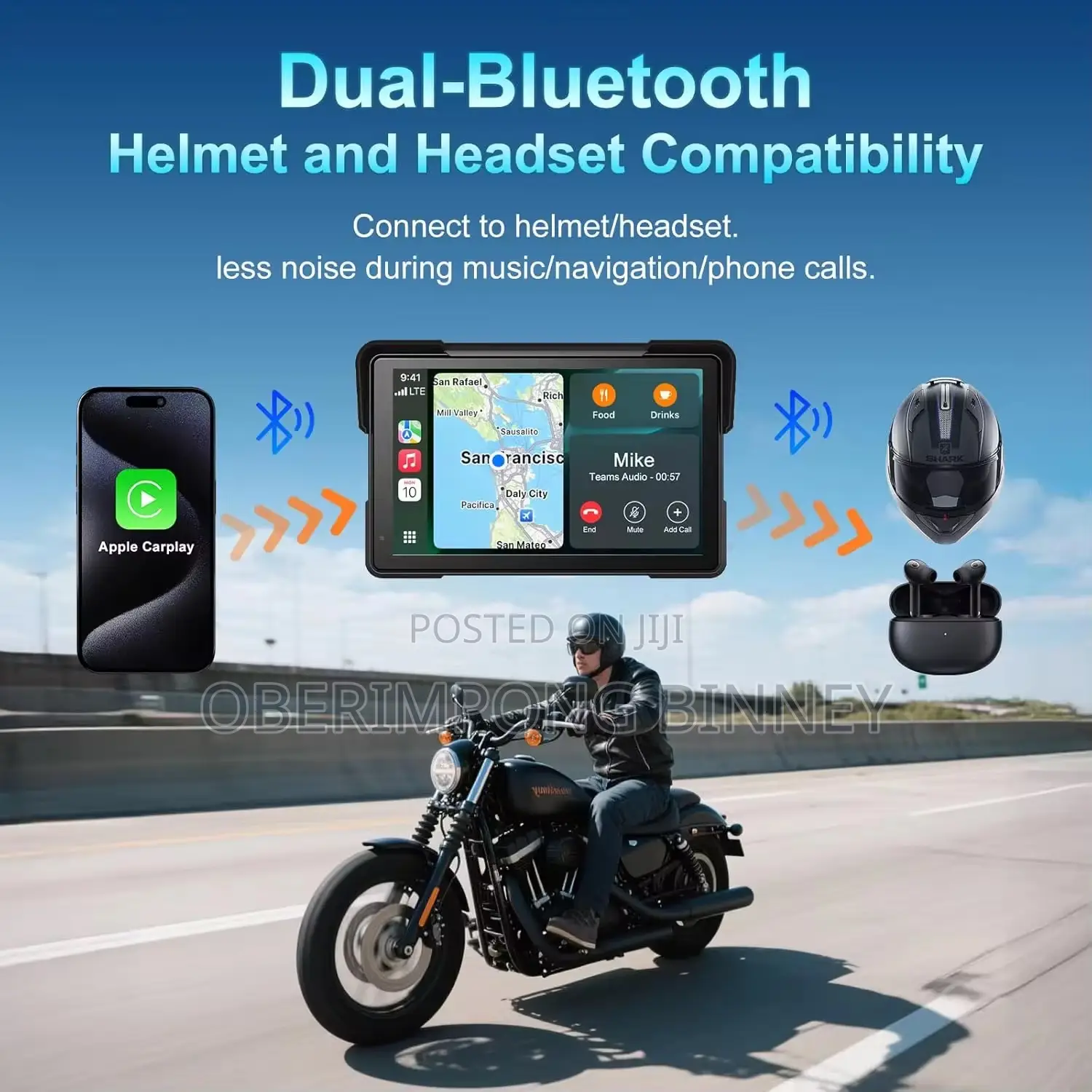 7 Inches Motorcycle Carplay and Navigation Display With Dual Camera