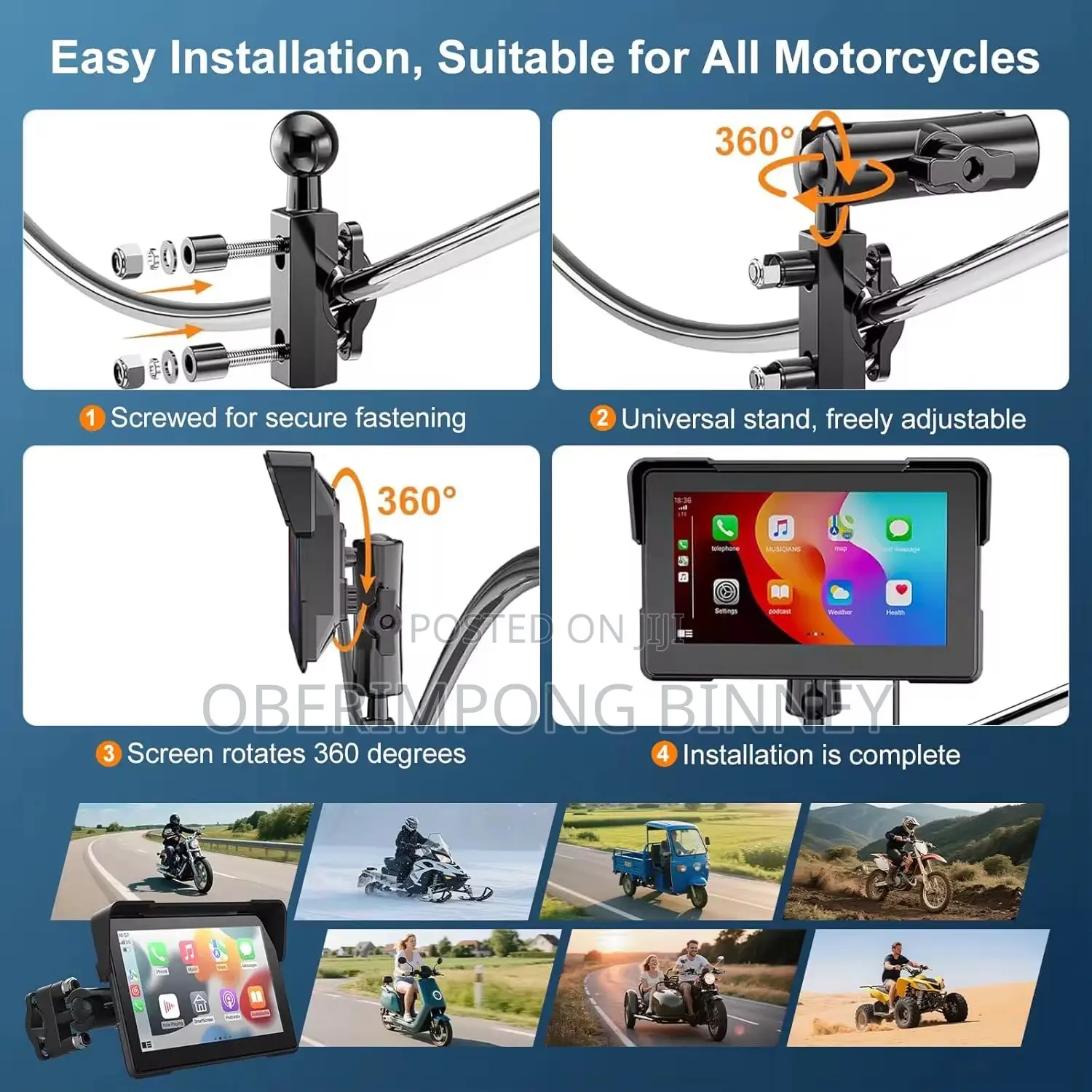 7 Inches Motorcycle Carplay and Navigation Display With Dual Camera