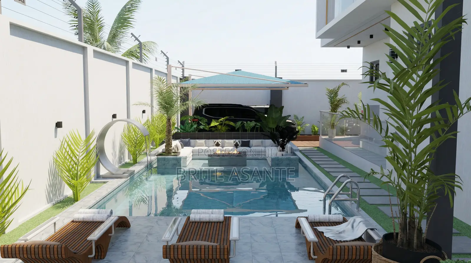 3d Architecture Luxury Five Bedrooms on 80ftx80ft