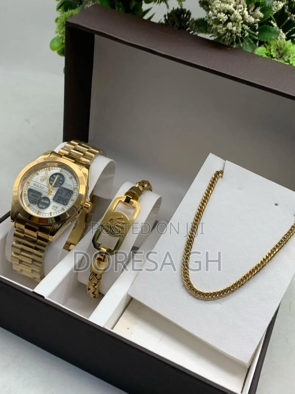 Men’S Stainless Jewellery Set – Watch,Necklace Bracelet Gift for Him