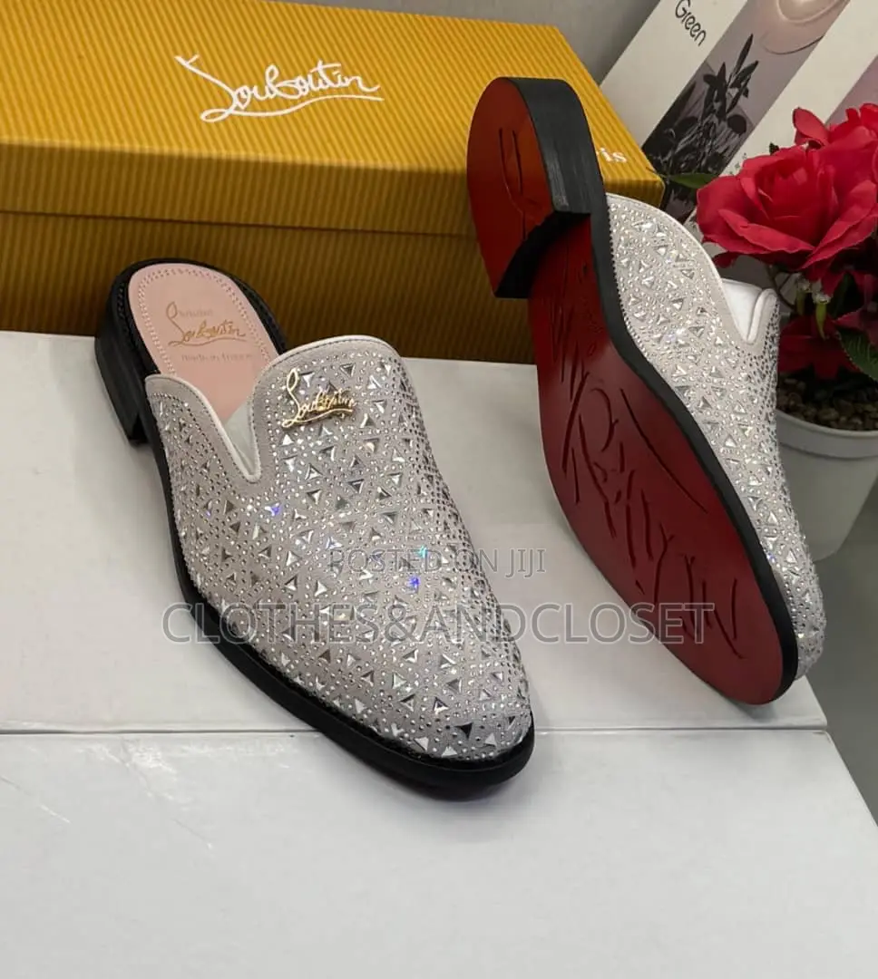 White Christian Louboutin Loafers Feature a Glittering Rhinestone