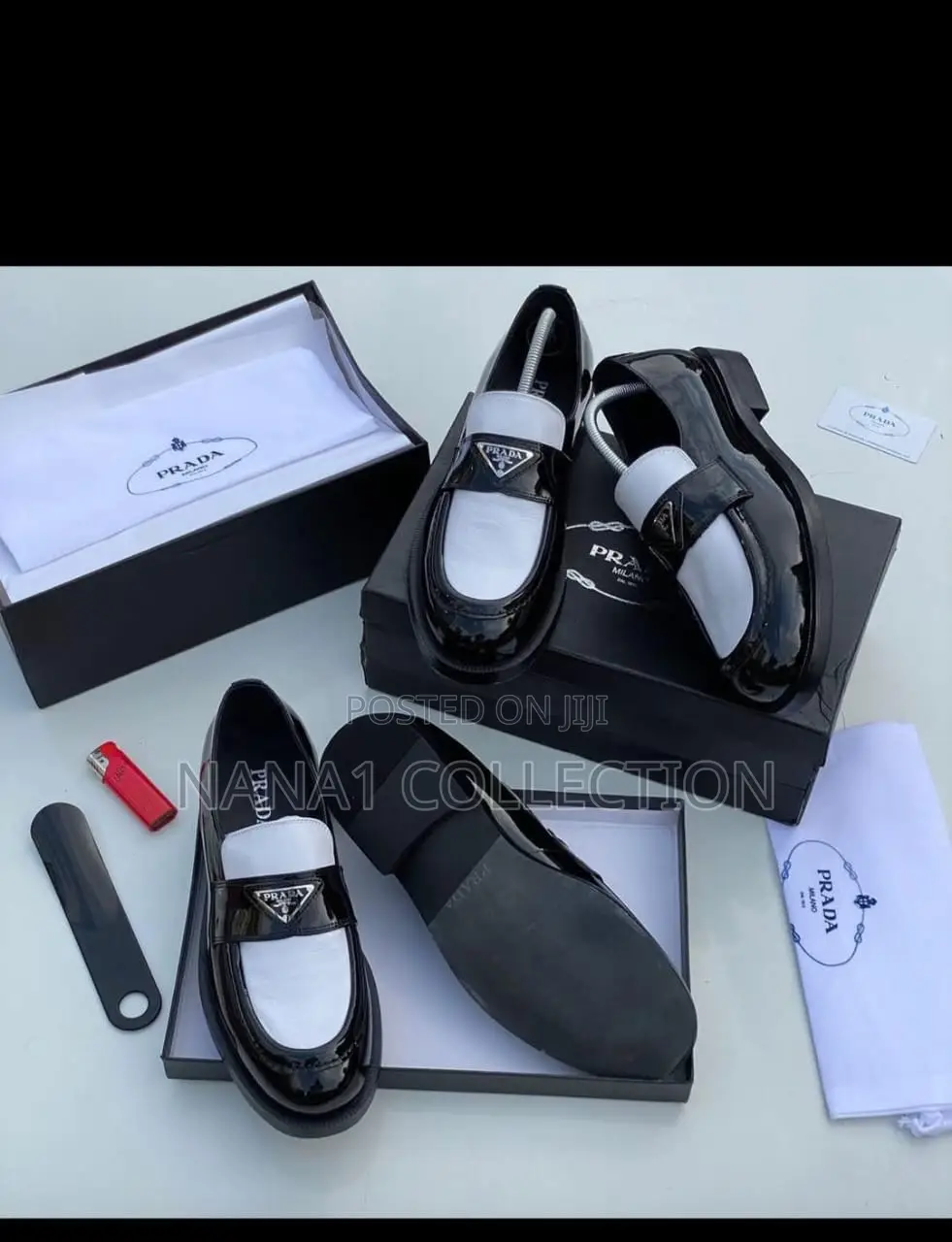 Men’S Prada Two — Tone Brushed Leather Loafers