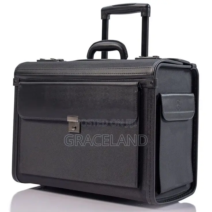 This Is Original Luxury Leather Briefcase Pilot Rolling Suitecase