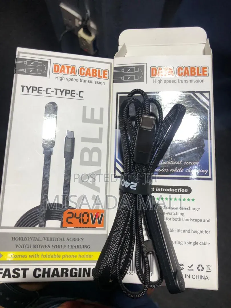 240w Type C Nylon Data Cable Double as Phone Stand