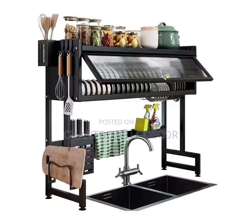 Above Sink Dish Rack Cabinet Space Saving Tier Adjustable