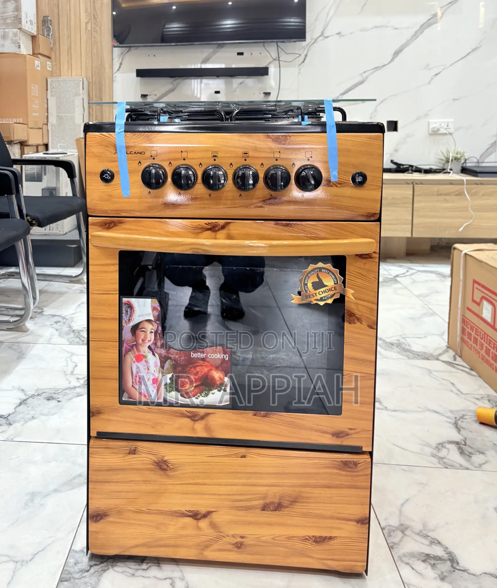 Order Volcano 50x50cm Gas Oven 4 Burner With Grill(Wooden) 
