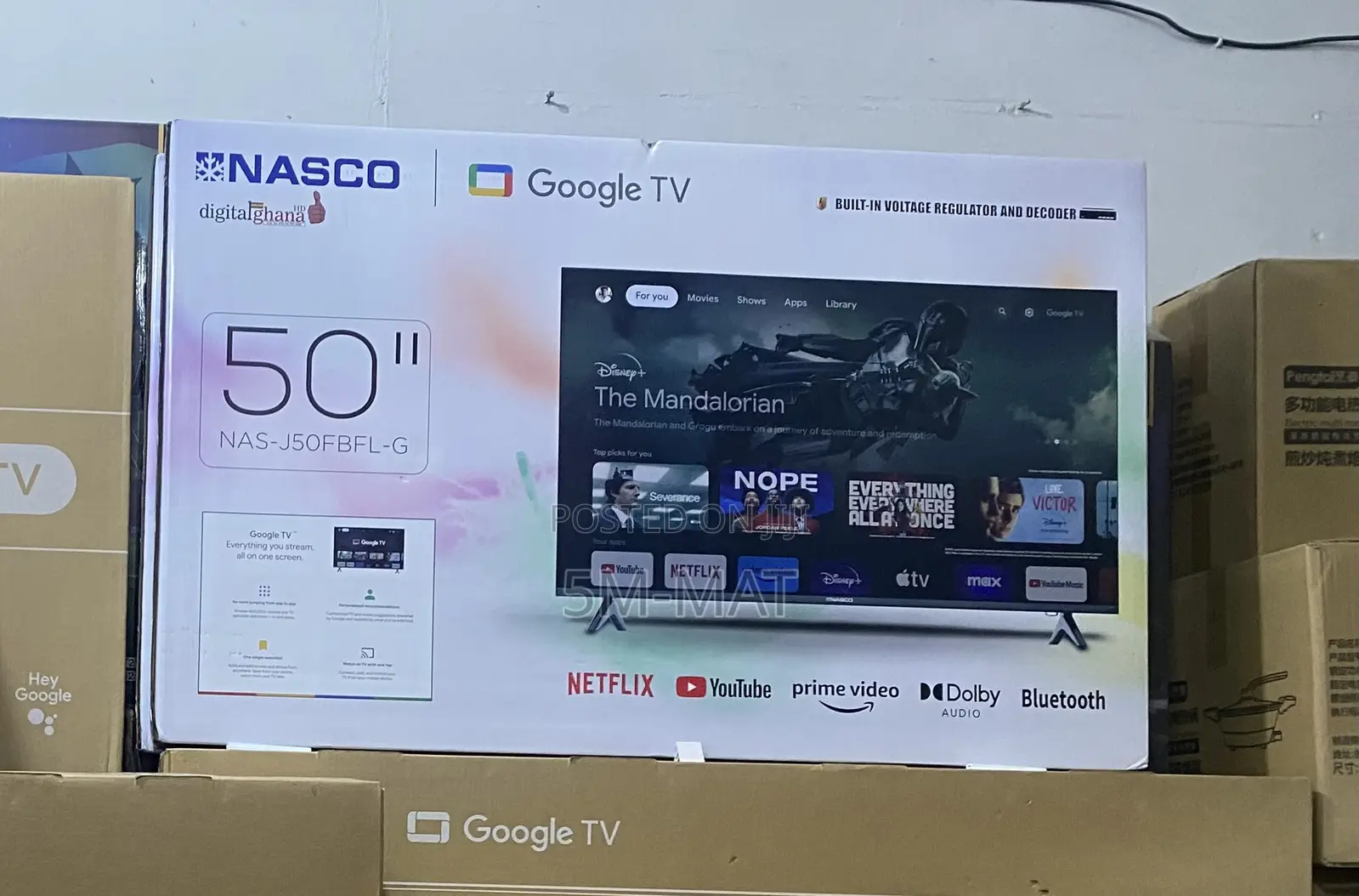 New Nasco 50" Google Smart HDR Led Tv (Nas-J50fbfl-G) - Black