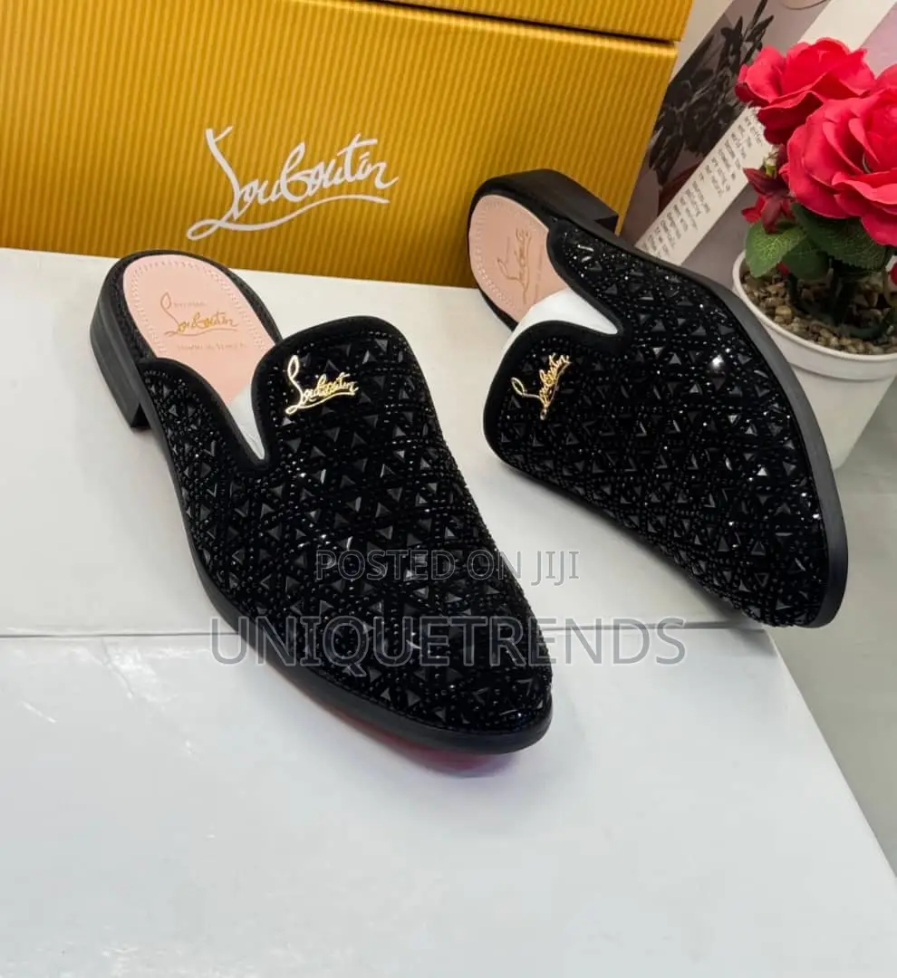 Executive Christian Louboutin Suede Leather Half Shoe (Black)