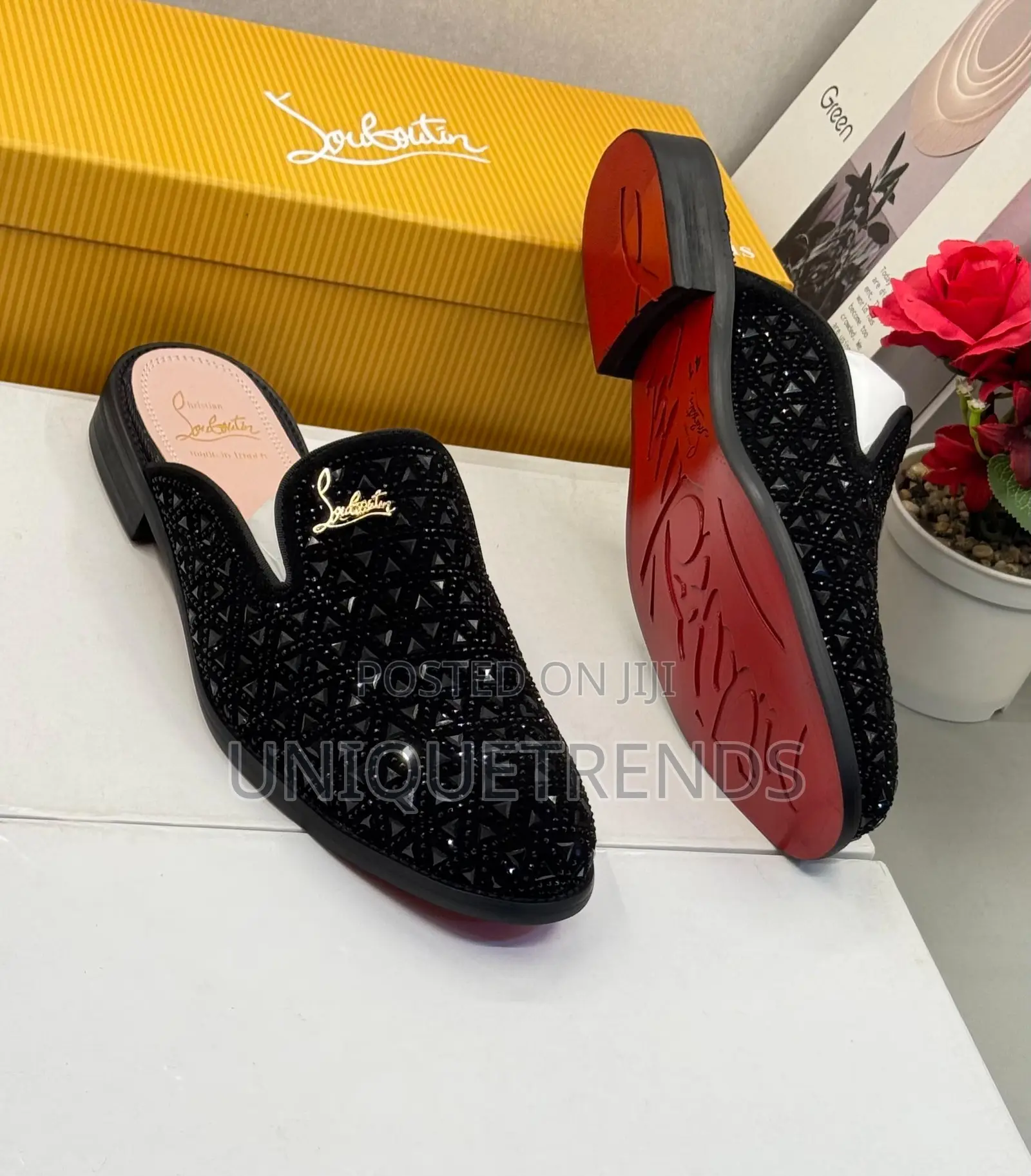Executive Christian Louboutin Suede Leather Half Shoe (Black)