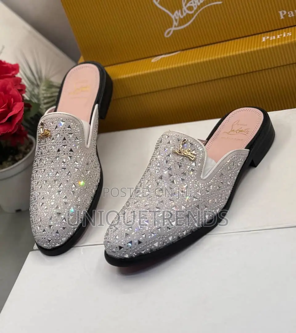 Executive Christian Louboutin Suede Leather Half Shoe (White)