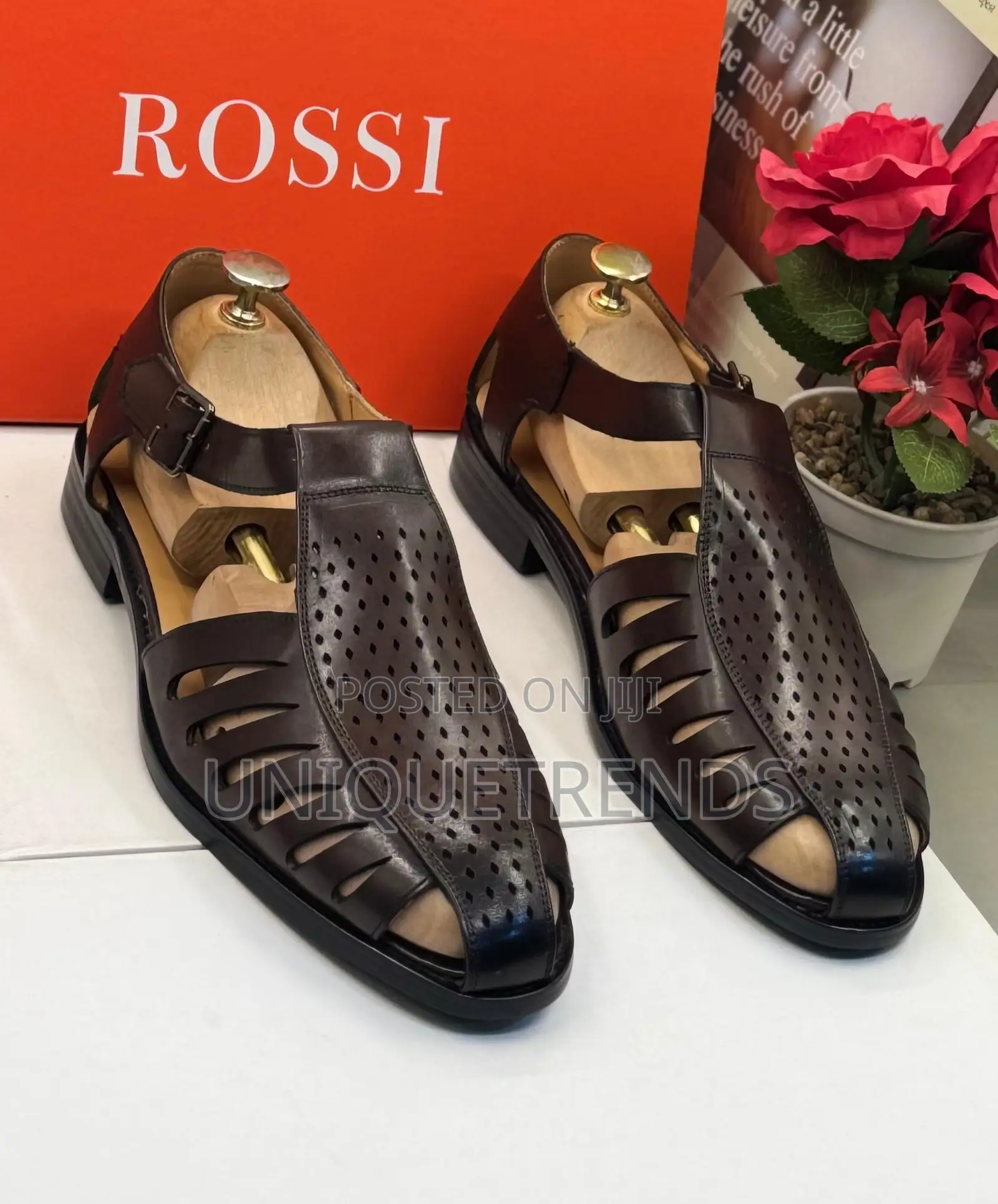 Quality Rossi Leather Sandals (Brown)