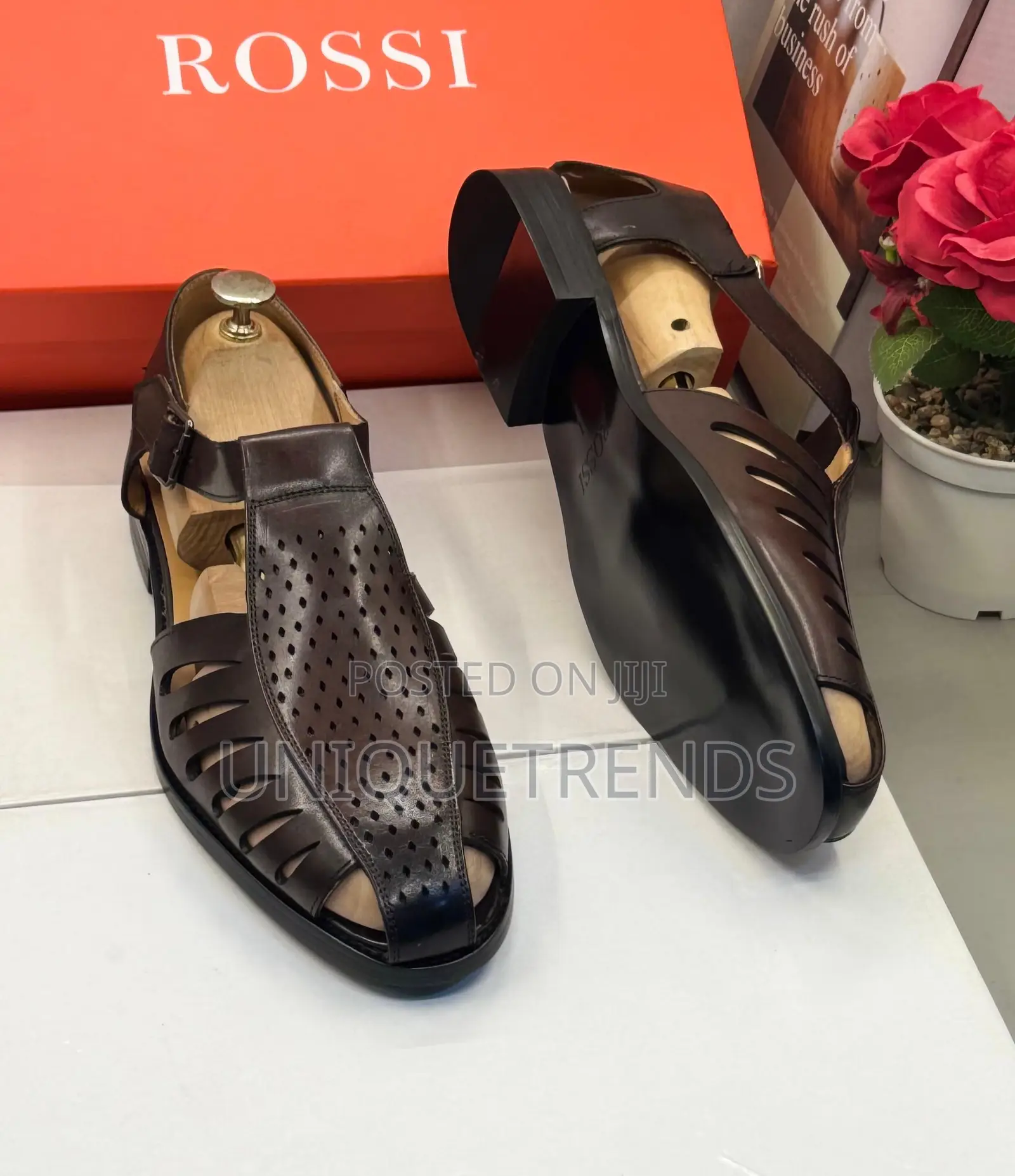 Quality Rossi Leather Sandals (Brown)