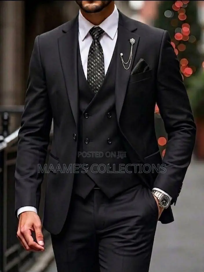 Men's New 3-Piece Suit Set, Including Jacket, Pants, and Vest.