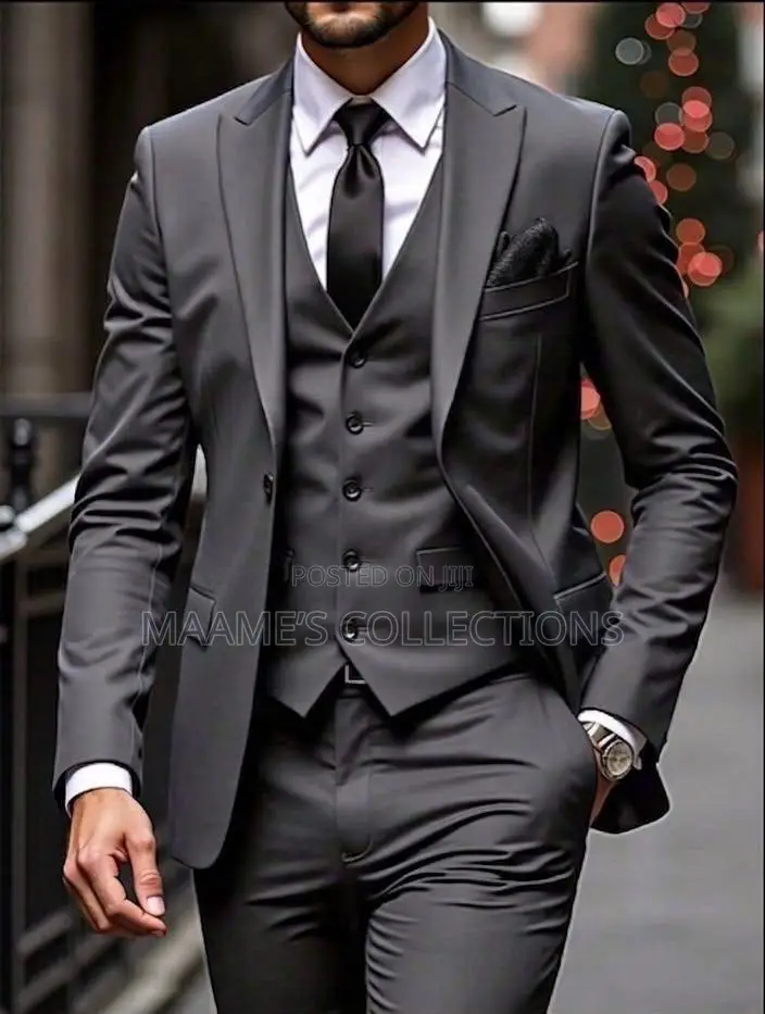 Men's New 3-Piece Suit Set, Including Jacket, Pants, and Vest.