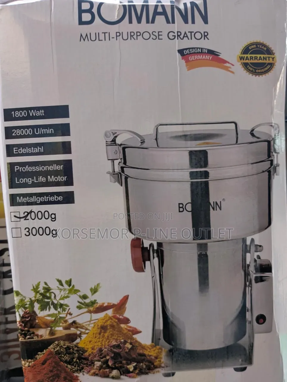 Bomann 2000g Commercial Grinder, Multi Purpose Grator