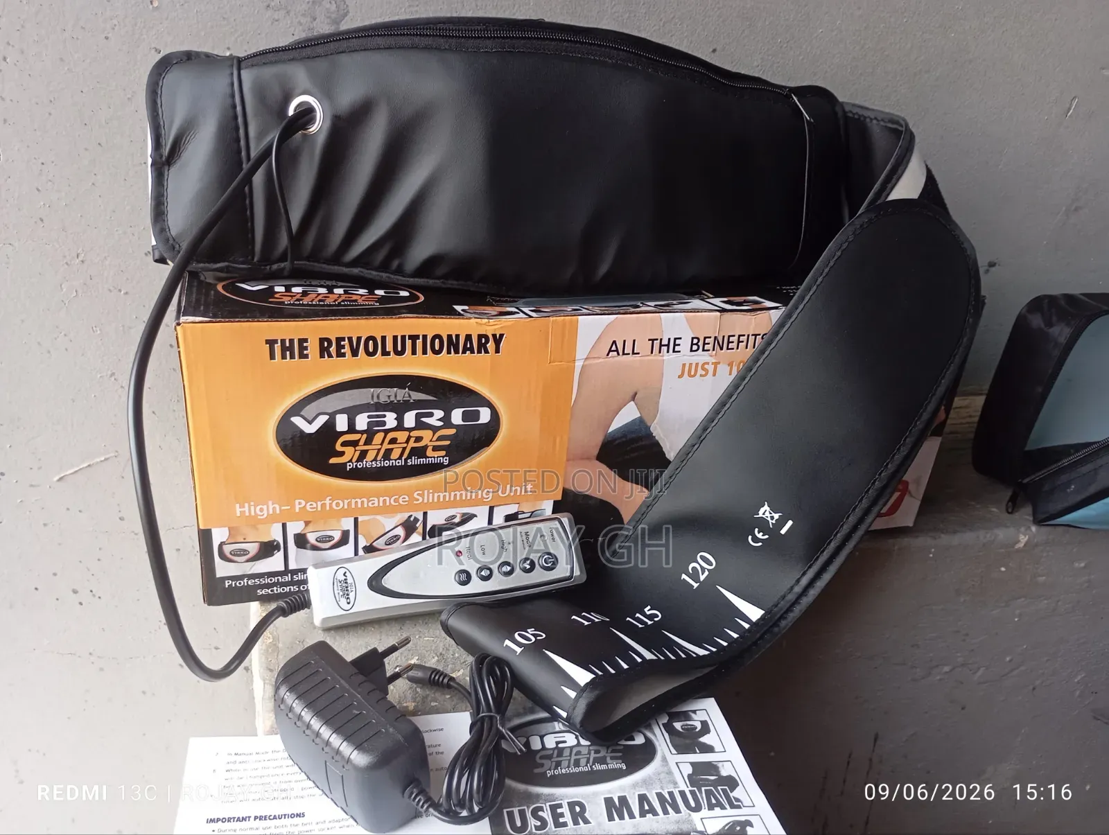 Vibro Shape Slimming and Heating Massage Belt - Black/White