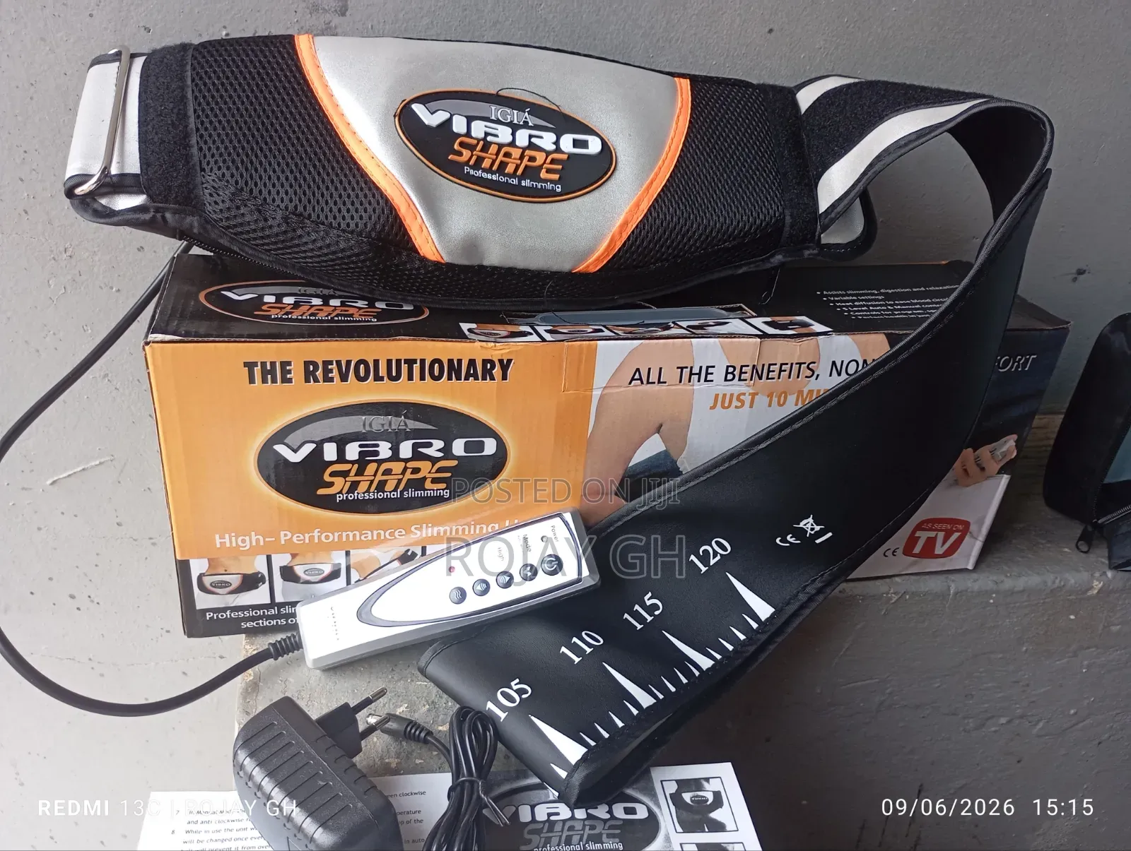 Vibro Shape Slimming and Heating Massage Belt - Black/White