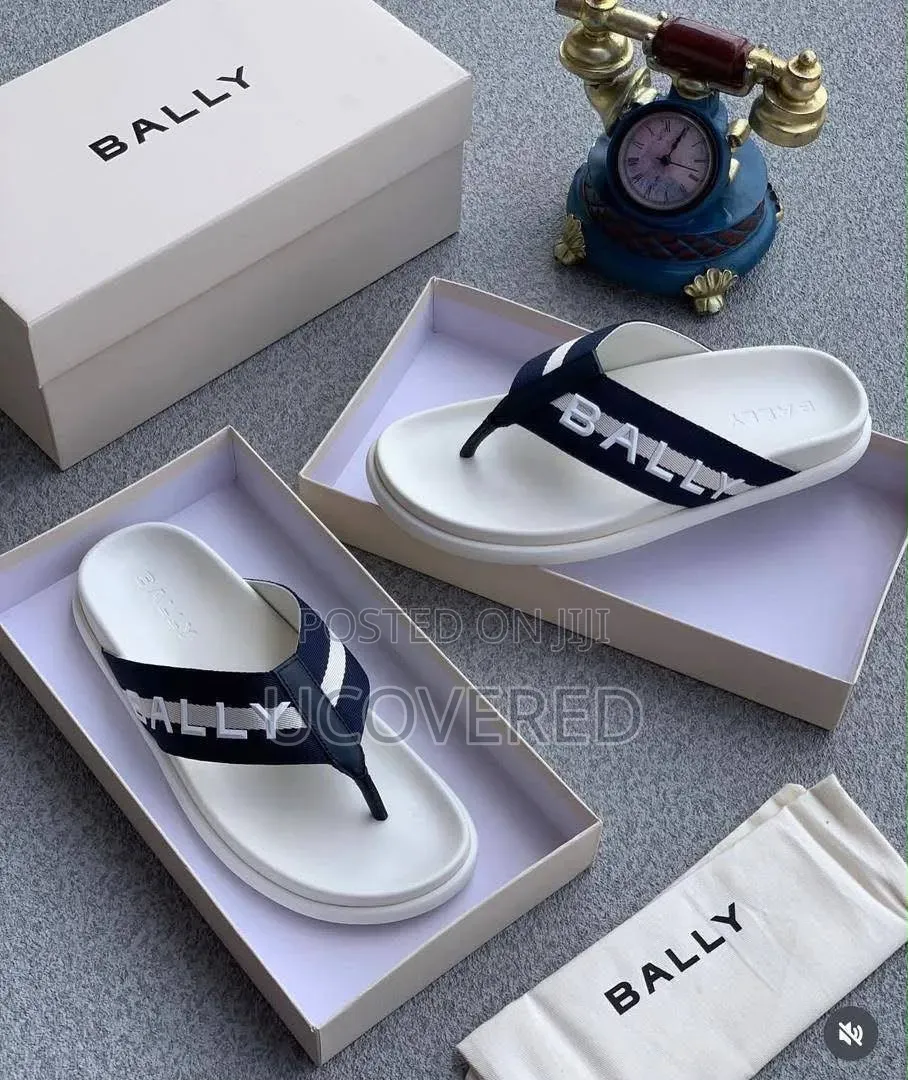 Bally Branded Black Leather Thong Sandals