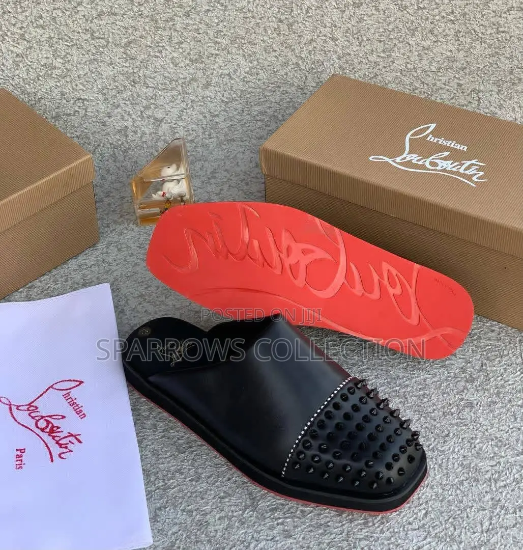 Christian Louboutin Black Leather "Spikey" Half Shoes